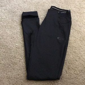 Black Oakley workout leggings with foot holes